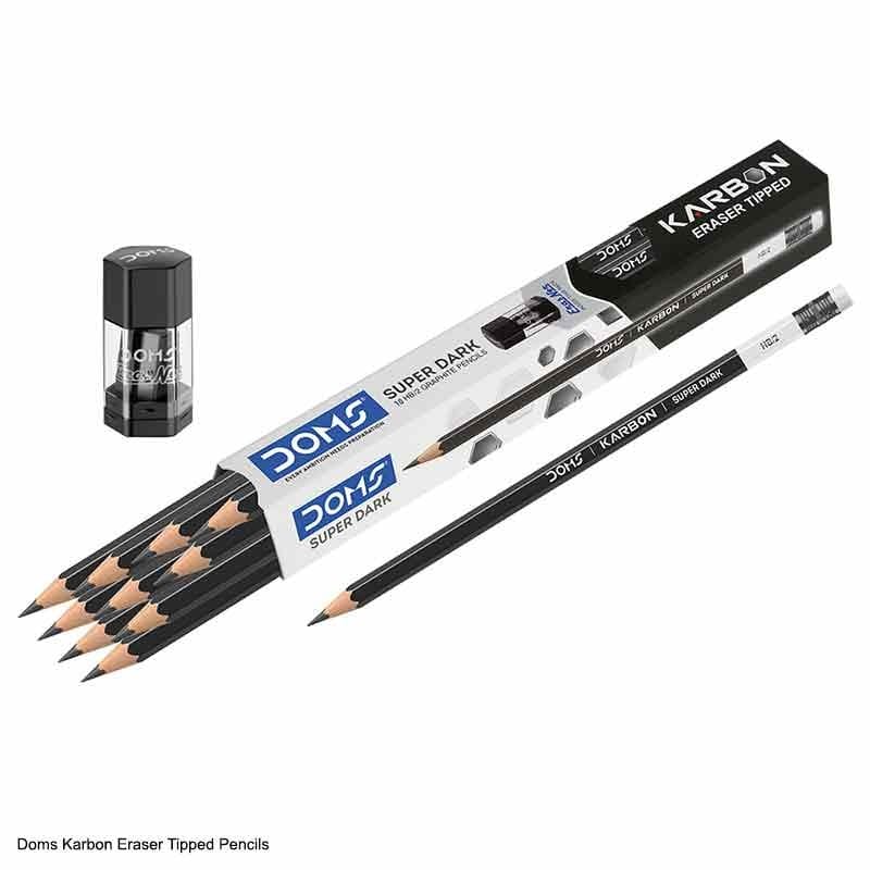 Doms Karbon Rubber Tipped HB/2 Graphite Pencils (Pack Of 10)