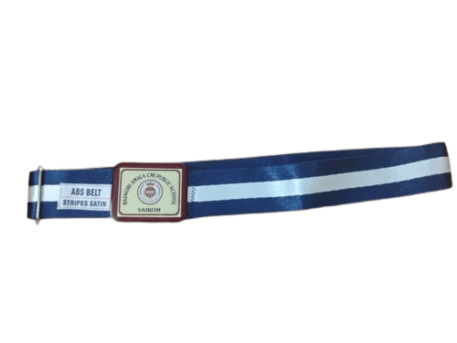  Navy Blue School Belt with White Stripes and Buckle