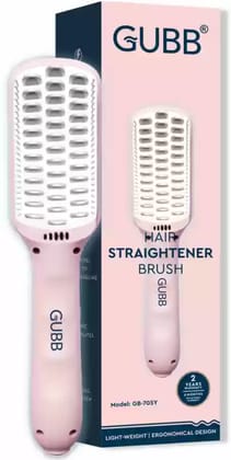 Electric Hair Straightener Brush, GUBB Ionic Ceramic Straightening Brush with Anti-Scald Technology, 5 Temperature Settings for All Hair Types, Pink (GB-705Y) Electric Hair Straightener Brush, GUBB Ionic Ceramic Straightening Brush with Anti-Scald Technology, 5 Temperature Settings for All Hair Types, Pink (GB-705Y)