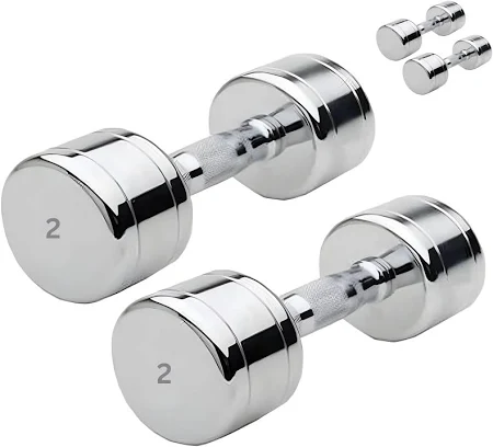  A pair of 2 lb round rubber hex dumbbells