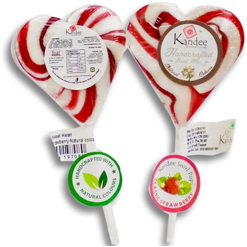 Kandee Swirl Pops Sweetheart Classic Strawberry Lollipop 28G
