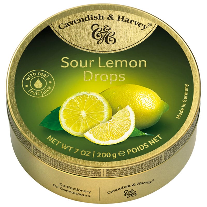 Cavendish & Harvey Sour Lemon Drops In Tin, 200 gm
