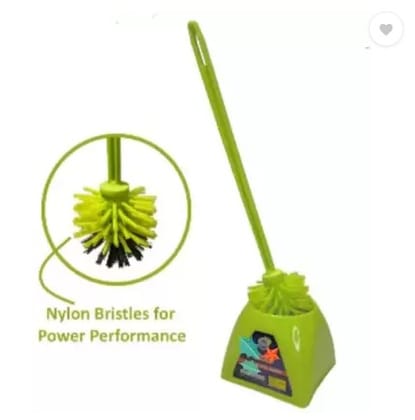 Plastic Toilet Brush with Square Container Holder for All Types of Toilet with Holder  (Green)