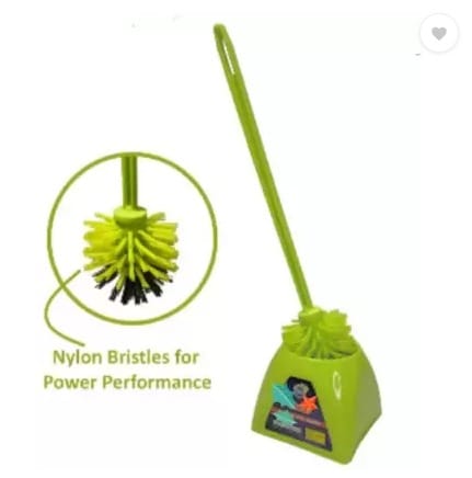 Plastic Toilet Brush with Square Container Holder for All Types of Toilet with Holder  (Green)