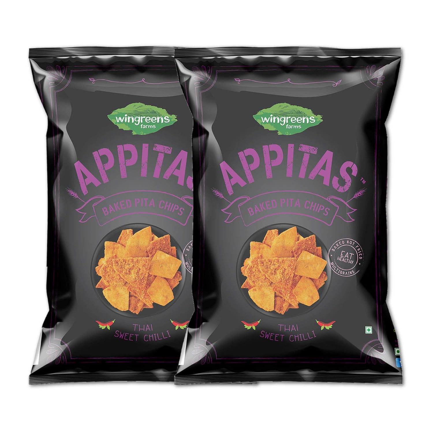Appitas Baked Multigrain Pita Chips - Thai Sweet Chili, 2 X 150 G