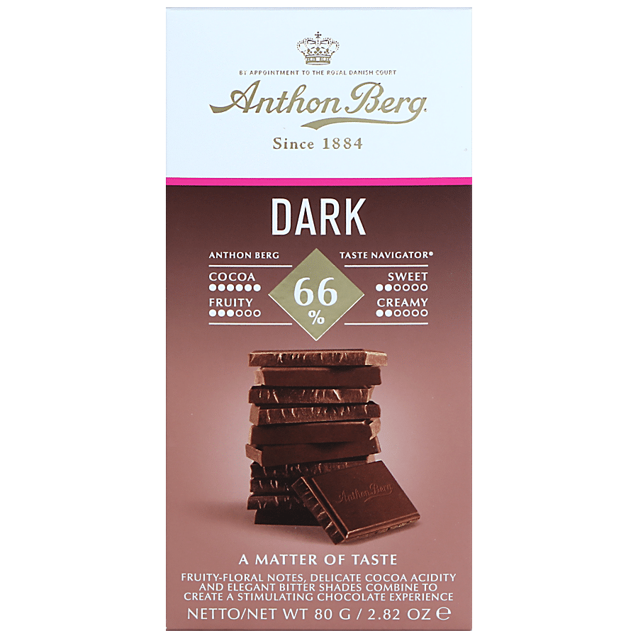 Anthon Berg Dark Chocolate - With Fruity, Cocoa & Bitter Shades, Creamy, Sweet, 80 G
