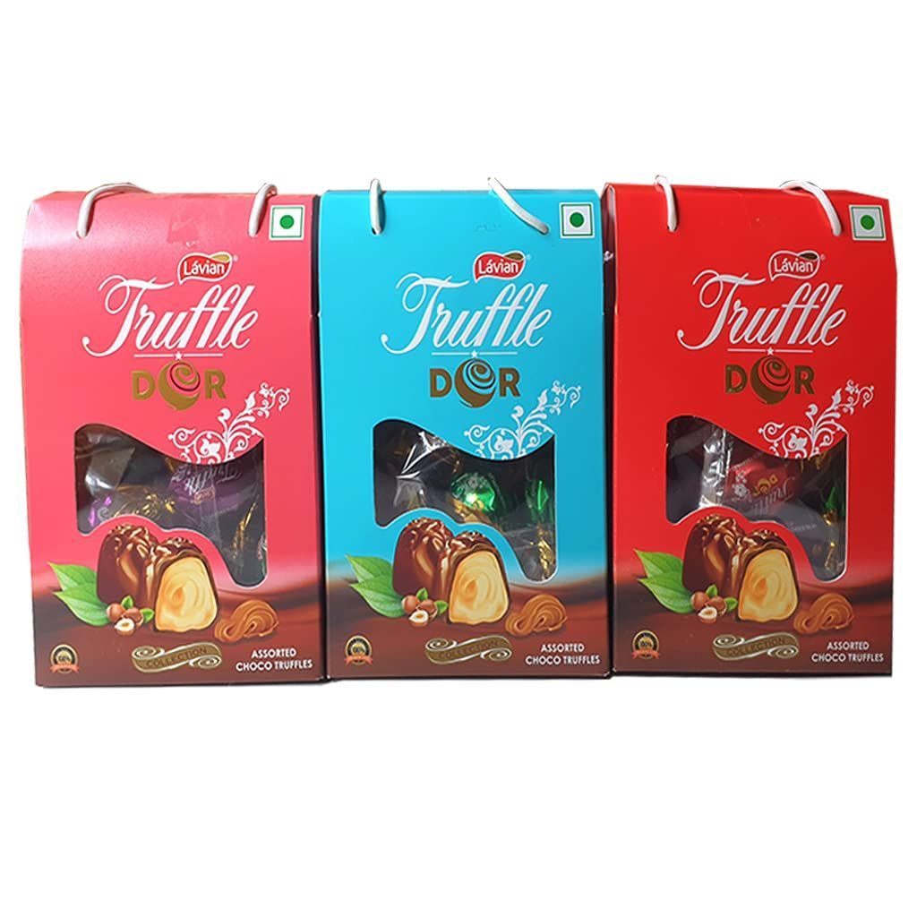 Lavian Truffle Dor Assorted Choco Truffles Gift Pack (Choco Truffles With Paan, Hazelnut, Caramel Flavors), 600 gm