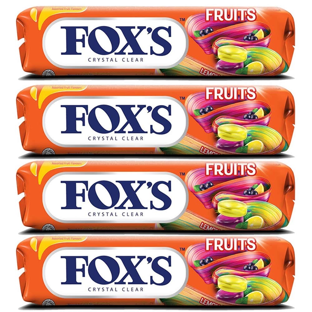 Fox'S Crystal Clear Fruits Candy Stick, 1.34 Oz 38 G, 4 Pack