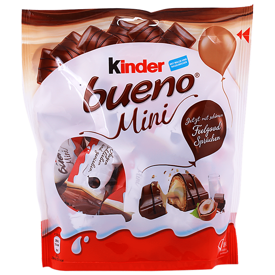 Kinder Bueno Mini - With Milk Chocolate & Hazelnut, Delicious, 108 G Pouch