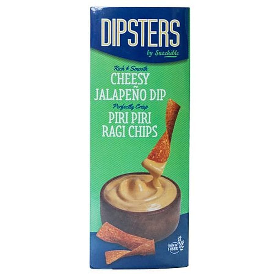 Dipsters Ragi Chips - Cheesy Jalapeno Dip, Perfectly Crisp Piri Piri, 50 g
