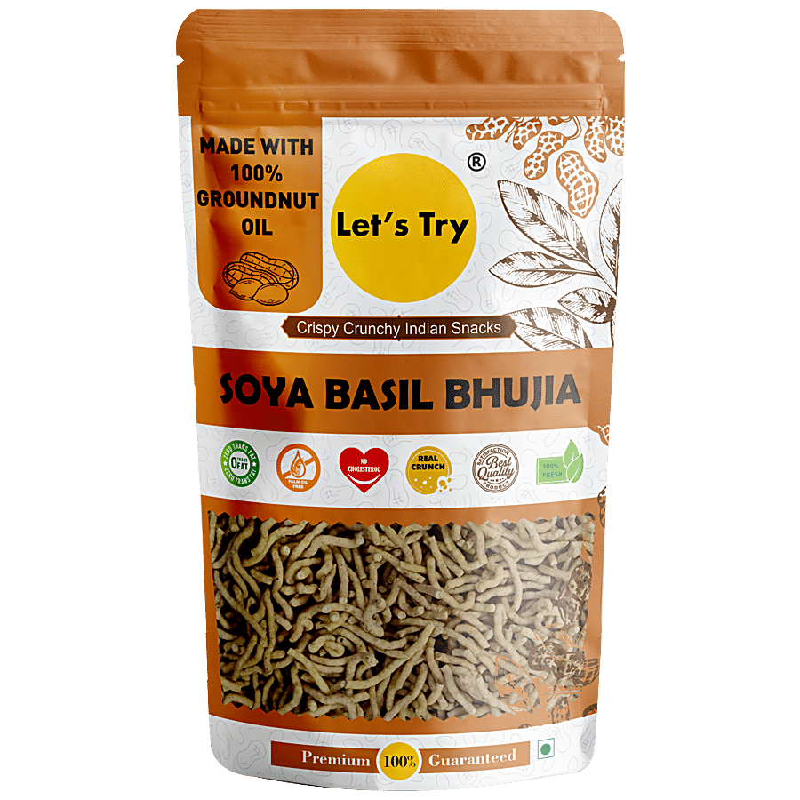 Let's Try Soya Basil Bhujia Snacks - Crispy, Crunchy, High In Quality, 200 g