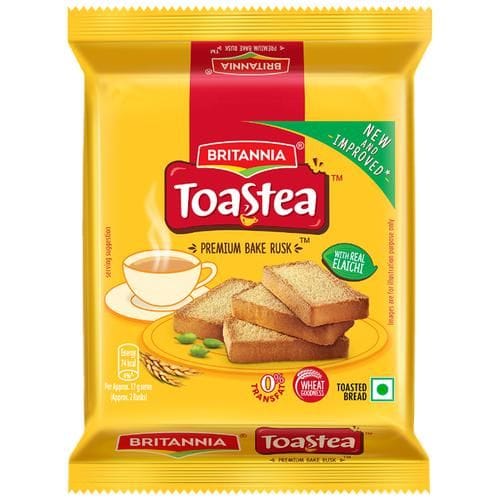 Britannia Toastea Premium Bake Rusk With Goodness Of Elaichi, Sooji & Wheat, 50 G