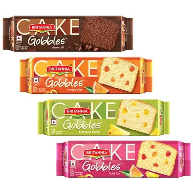 Britannia Cakes - Pineapple 55 g + Fruity Fun 55 g + Orange Bites 55 g + Choco Chill 55 g (Combo 4 Items)