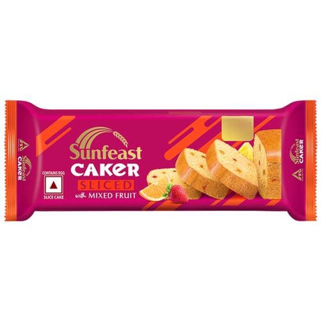 Sunfeast Caker Sliced Cake With Mixed Fruit - Soft & Fluffy, 120 g