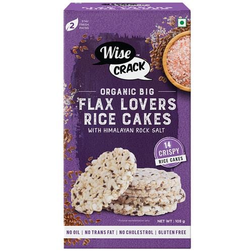 Wise Crack Organic Big Flax Lovers Rice Cakes, With Himalayan Rock Salt, 105 G (14 Pcs)