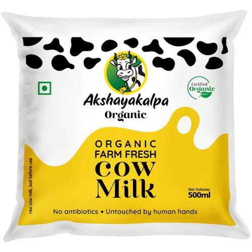 Akshayakalpa Organic Cow Milk, 500 Ml Pouch