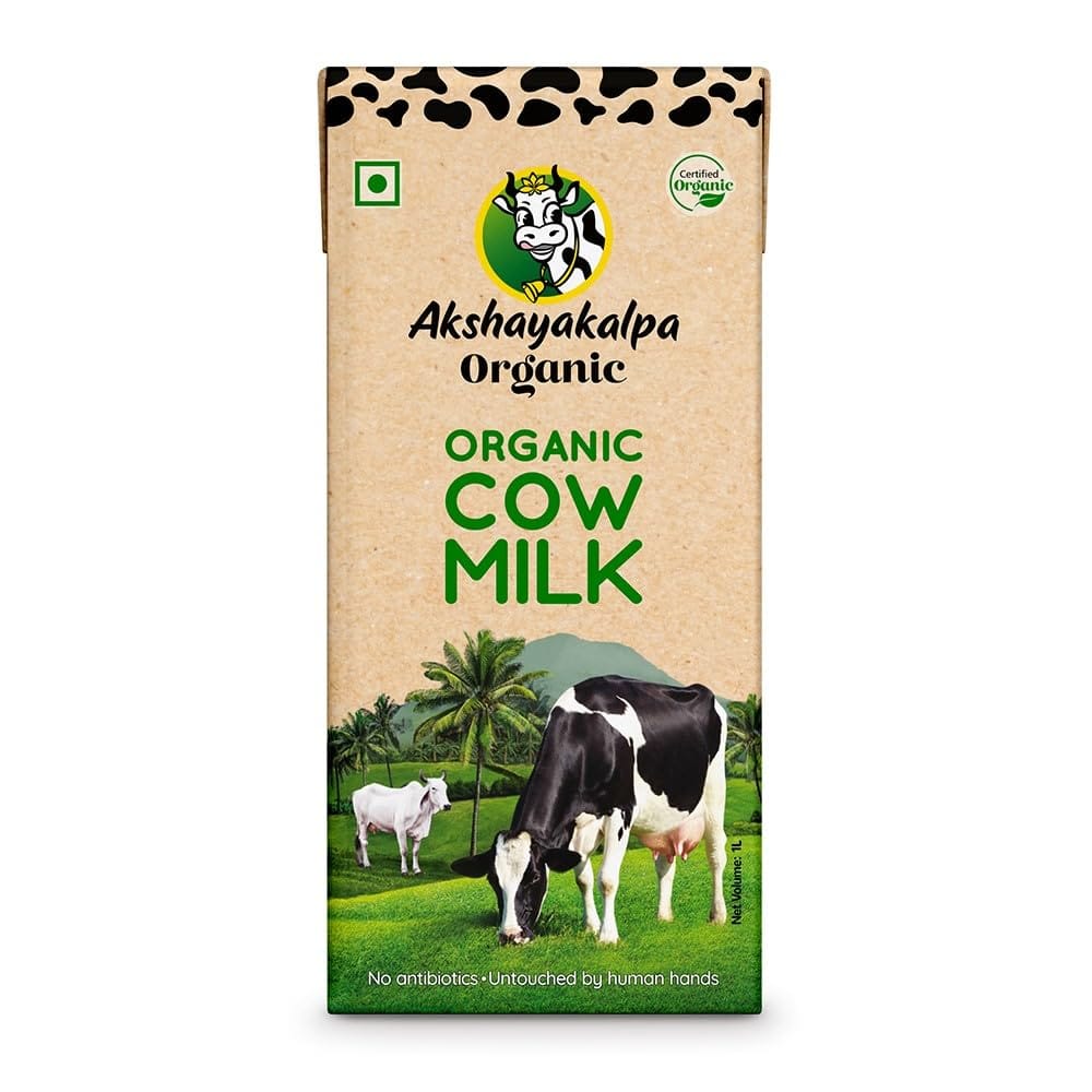 Akshayakalpa Organic Cow Milk (Uht), Pure Antibiotic, Free Milk, Long Shelf Life, No Chemical Residues, Convenient And Ready, To, Use, Nutritious By Nature, 1 Ltr