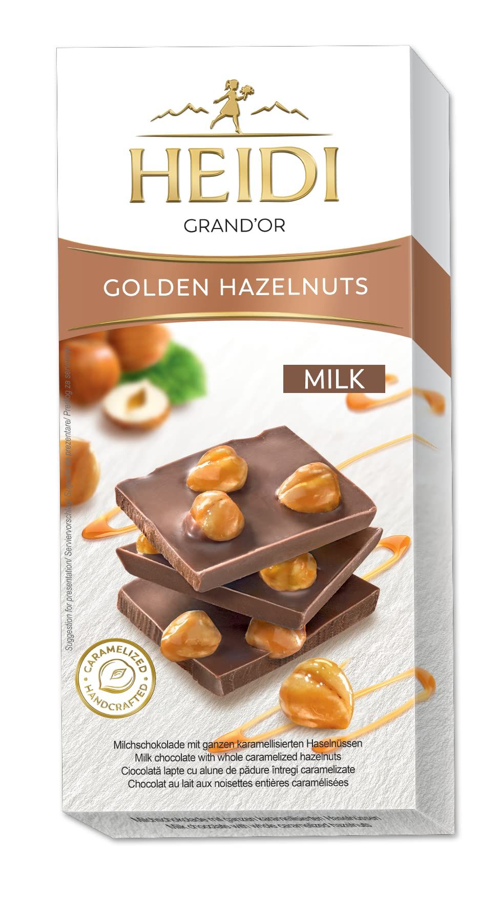 Heidi Swiss Milk Hazelnut Chocolate With Whole Caramalized Hazelnut, 100G, 100% Veg, Imported, Switzerland