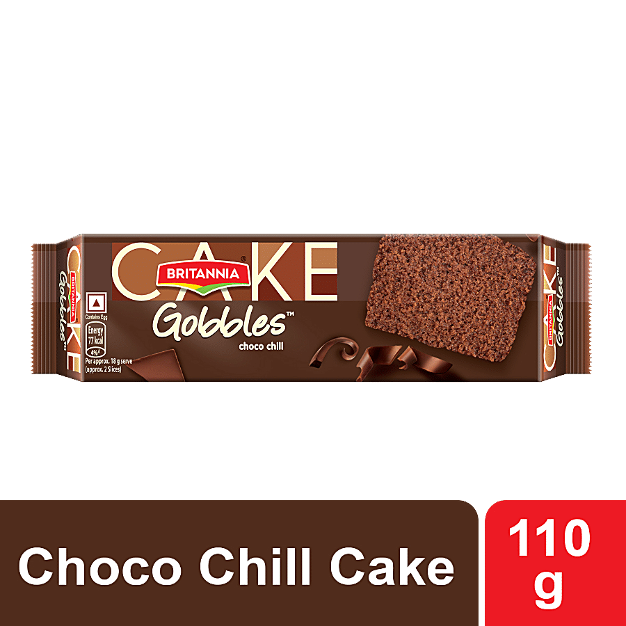Britannia Gobbles Bar Cake, Choco Chill, Soft & Fluffy Snack, 110 G