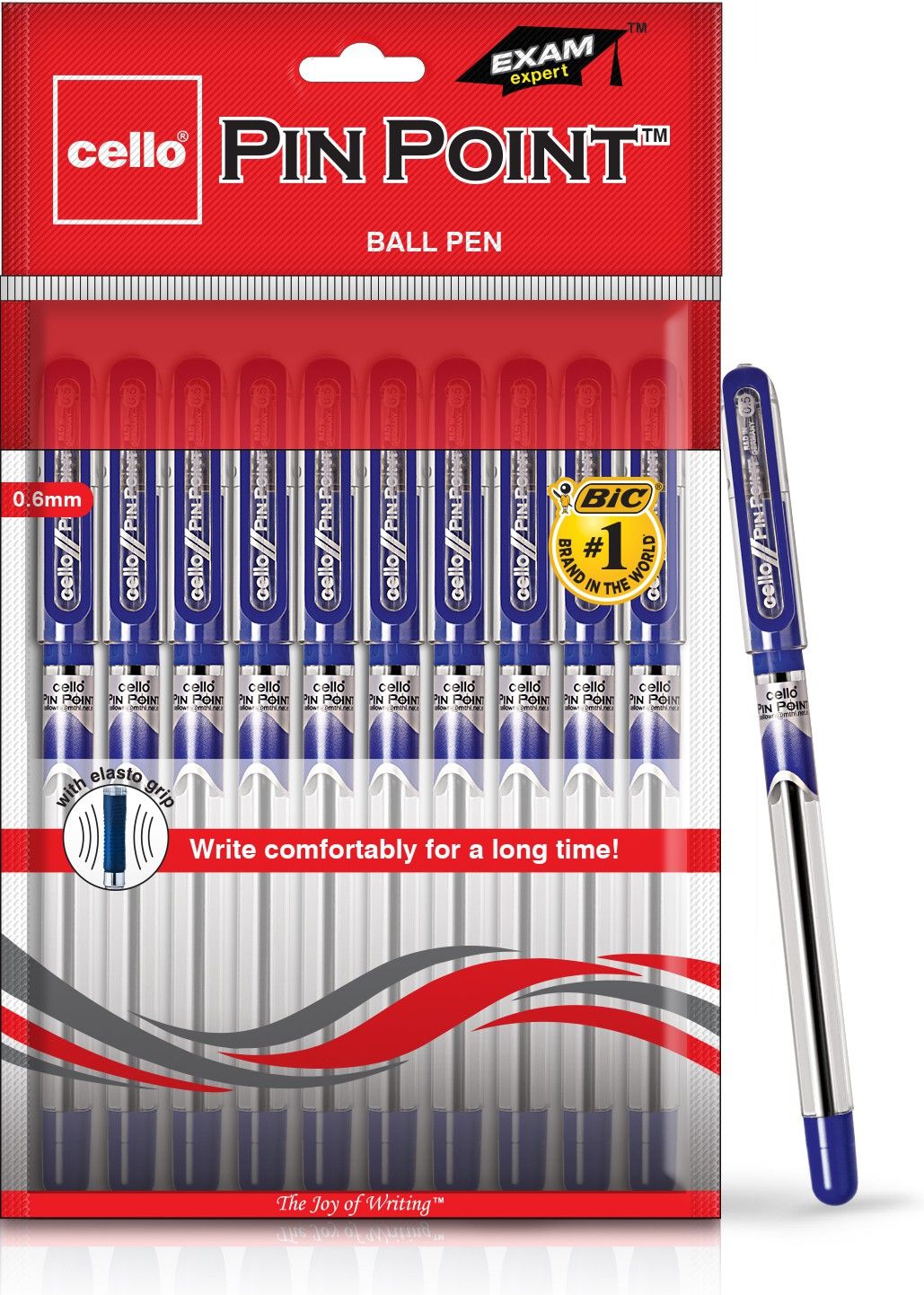 Cello Pinpoint Ball Pen (Pack Of 10, Blue, Clear)