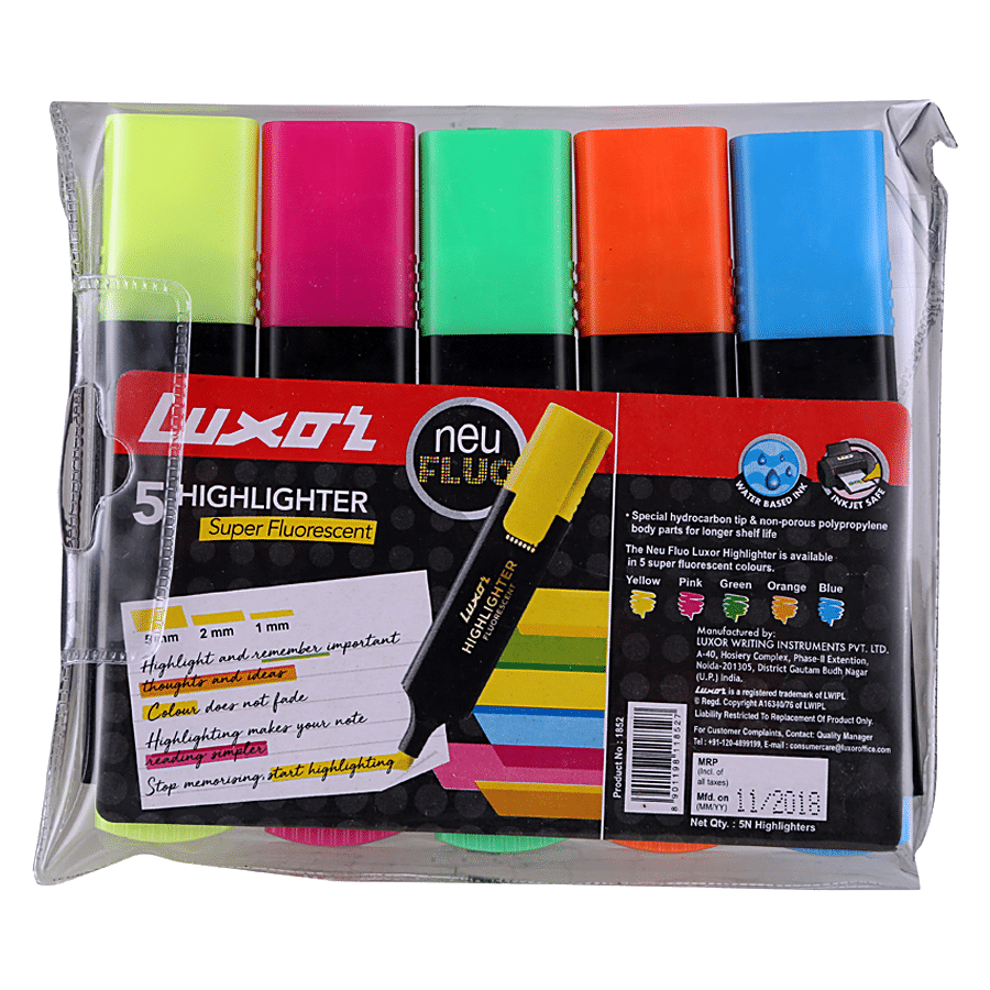 Luxor Highlighter - Assorted Colours, 1 Pc (Set Of 5)
