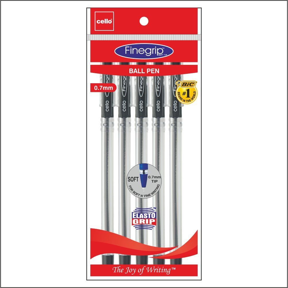 Cello Finegrip Ballpen - Black (5 Pcs Pouch*50=250 Unit)