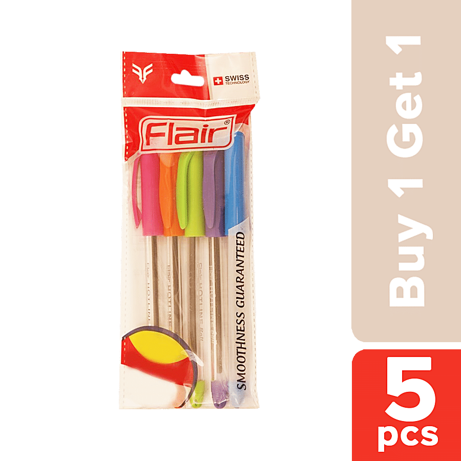 Flair Hotline Ball Pen - Blue, Comfortable Grip, 5 Pcs