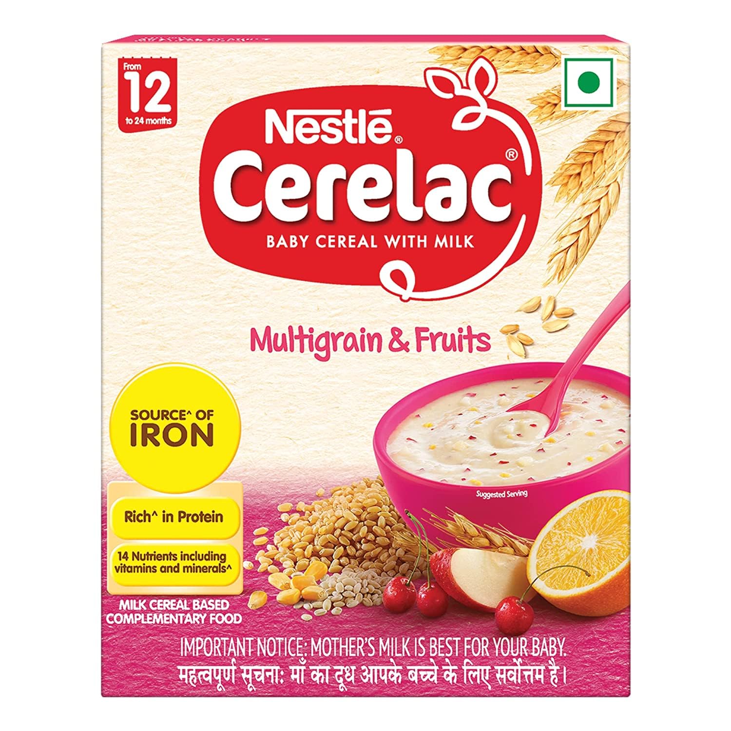 Nestle Cerelac Baby Cereal With Milk, Multigrain & Fruits, From 12 To 24 Months, Stage 4, Source Of Iron & Protein, 300G