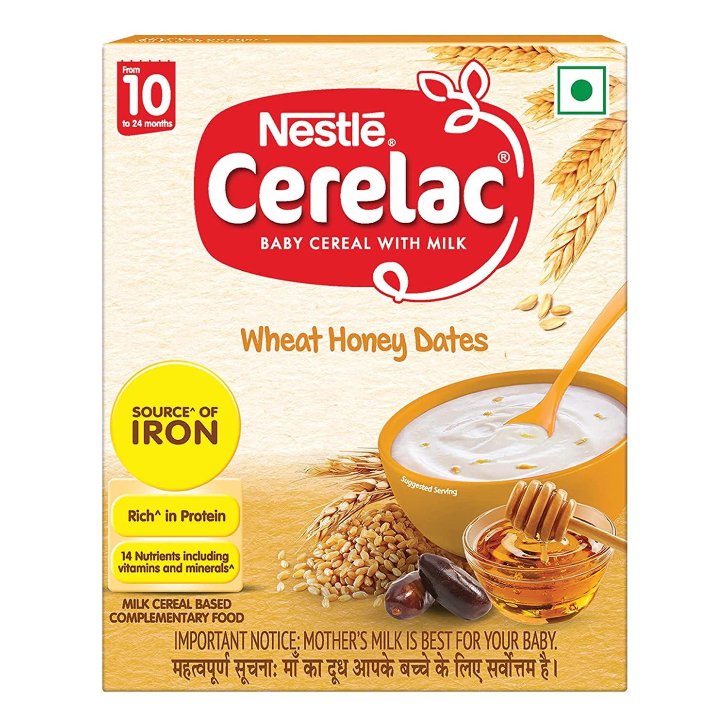 Nestle Cerelac Baby Cereal With Milk, Wheat Honey Dates, From 10 To 24 Months, Stage 3, Source Of Iron & Protein, 300G