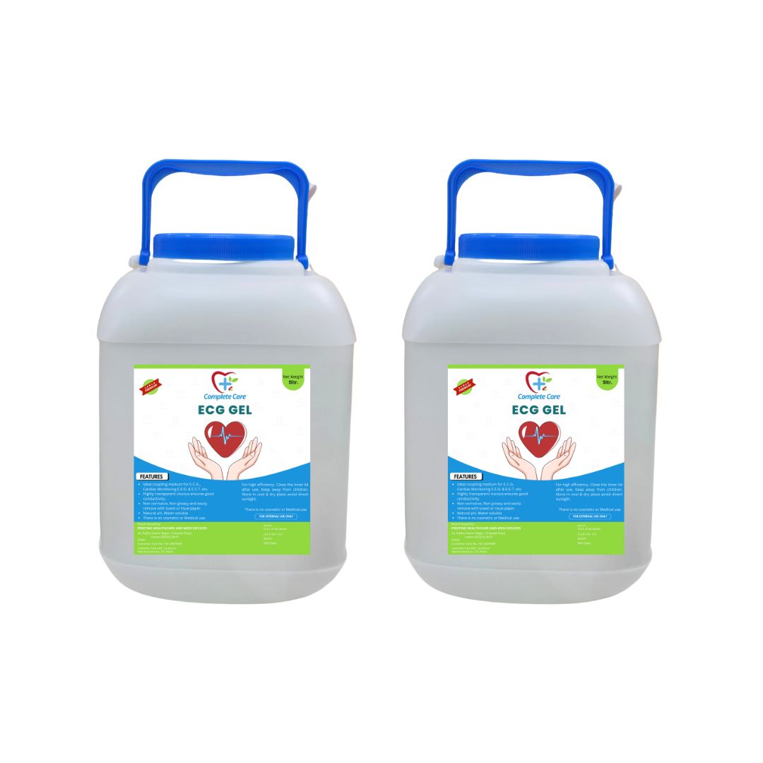 Complete Care ECG Gel, High Conductivity, Skin Friendly & Ultrasound Compatible, Electrocardiography, Physio & Therapeutic Purpose Gel, 5000 ml each