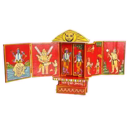 Kavad Box Illustrating Dasavatar of Lord Vishnu|12" (H)