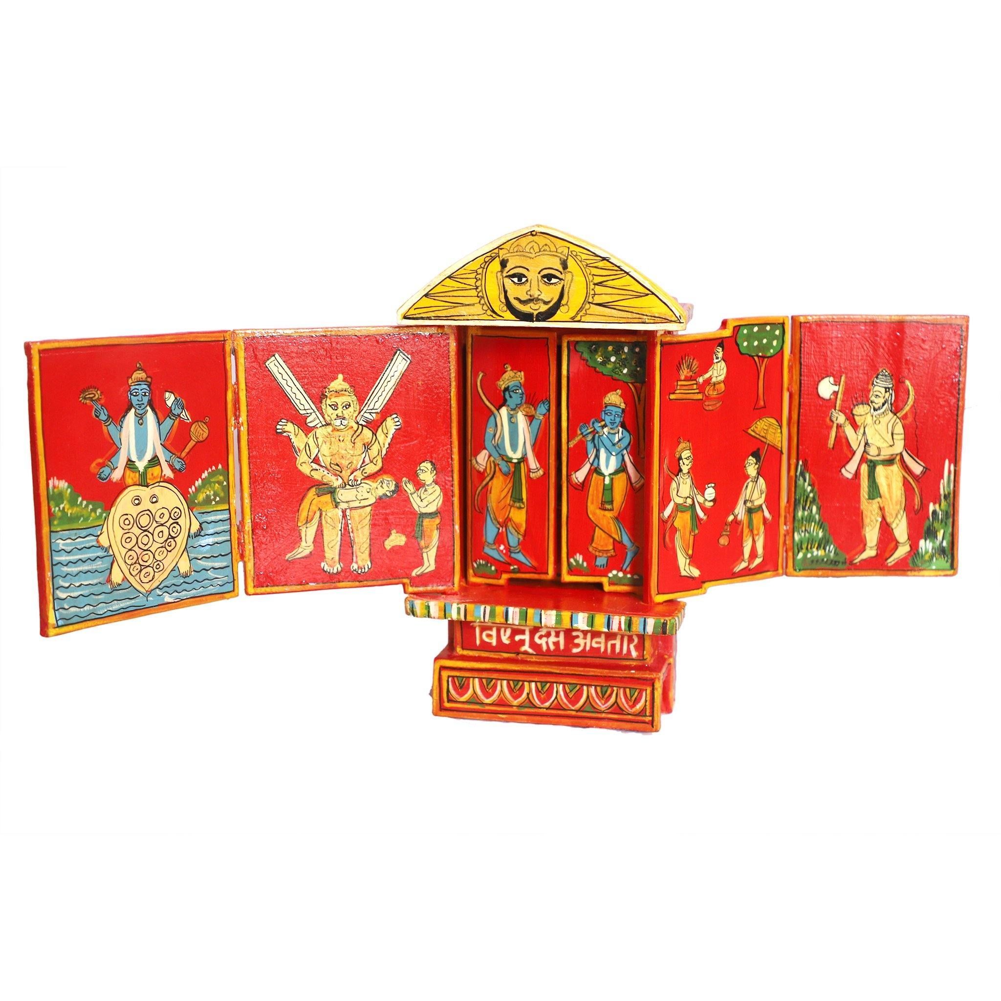 Kavad Box Illustrating Dasavatar of Lord Vishnu|12" (H)
