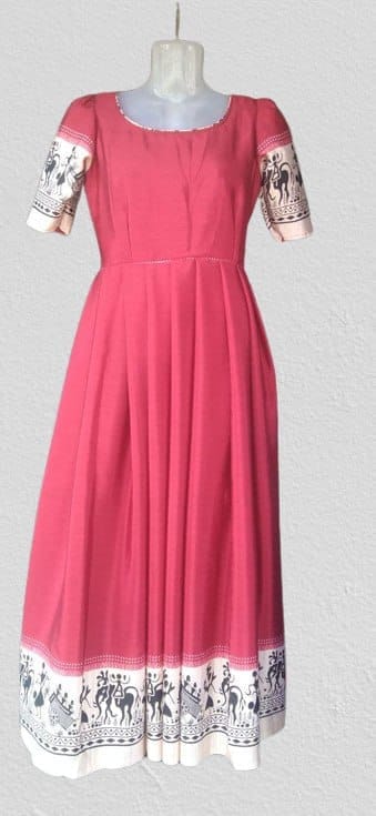 SIMHADRI APPANNA MATCHING CENTER - Cotton Dress with Kalamkari Border