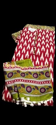 Red and Green Hand Block Printed Cotton Kurta with Palazzo Pants and Dupatta Set Red and Green Hand Block Printed Cotton Kurta with Palazzo Pants and Dupatta Set