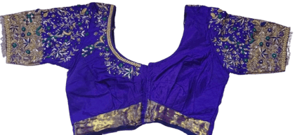 Women's Embroidered Silk Saree Blouse with Zari and Stone Work Women's Embroidered Silk Saree Blouse with Zari and Stone Work