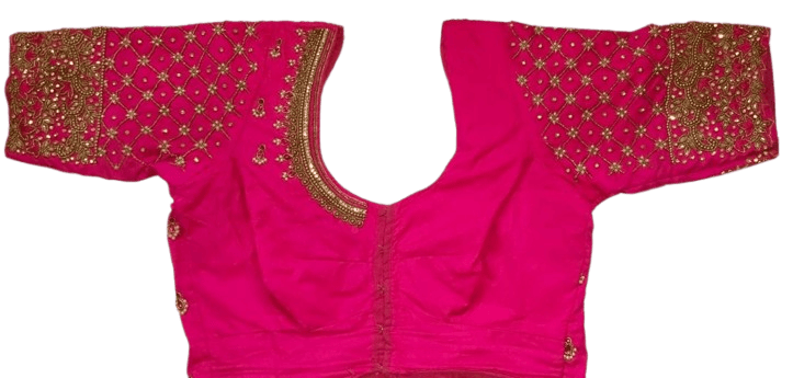 Embroidered Pink Blouse With Zari Work