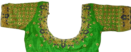 Green blouse with intricate zari and stone embroidery Green blouse with intricate zari and stone embroidery