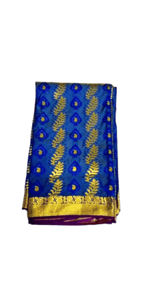 Blue Banarasi Silk Saree With Golden Zari Work Blue Banarasi Silk Saree With Golden Zari Work