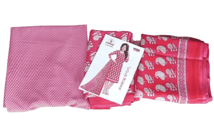 Pink and white cotton printed salwar kameez with chiffon dupatta Pink and white cotton printed salwar kameez with chiffon dupatta