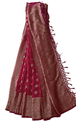 Pink Banarasi Silk Saree With Blouse Piece Pink Banarasi Silk Saree With Blouse Piece