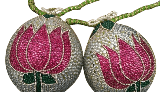 Stunning Rhinestone and Pearl Embellished Coconut Shell🥥
