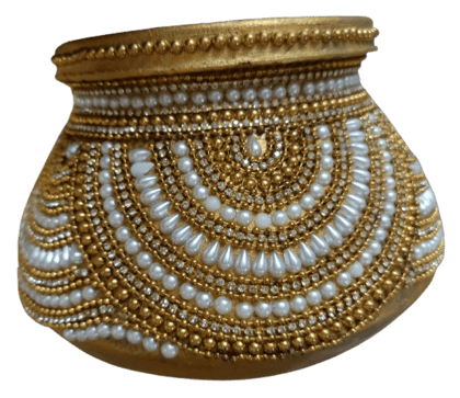 GOLD AND PEARL EMBELLISHED MATKA/ WEDDING ITEMS