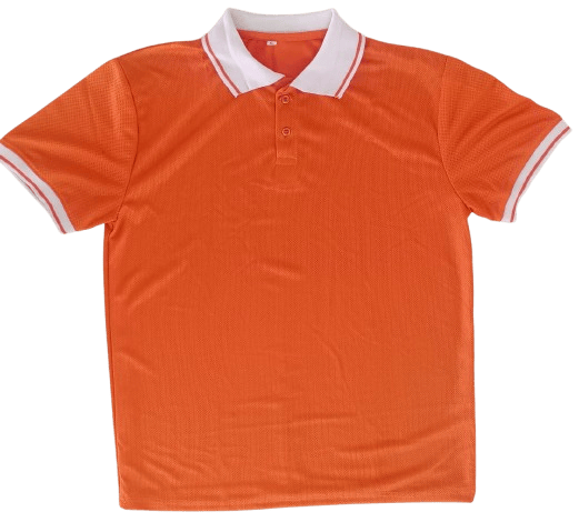 Men's Orange Short Sleeve Polo Shirt with White Trim