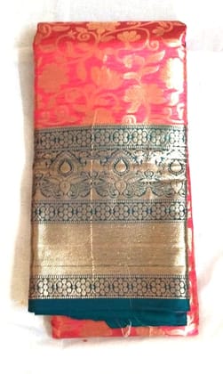 Red and gold zari woven Kanjivaram silk saree with blouse piece Red and gold zari woven Kanjivaram silk saree with blouse piece