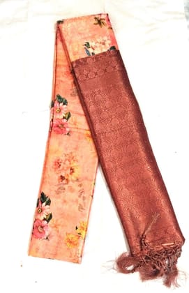 Peach Floral Printed Faux Georgette Saree With Blouse Piece Peach Floral Printed Faux Georgette Saree With Blouse Piece