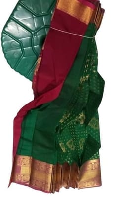 Green PATTU Saree With Golden Zari Border