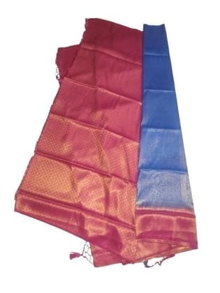 Red and Blue Saree with Blouse Piece
