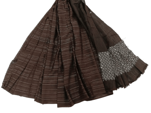 Brown Saree With Stone Work Blouse