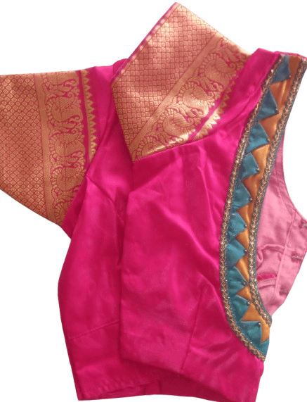 Pink Brocade Blouse With Gotta Patti Work