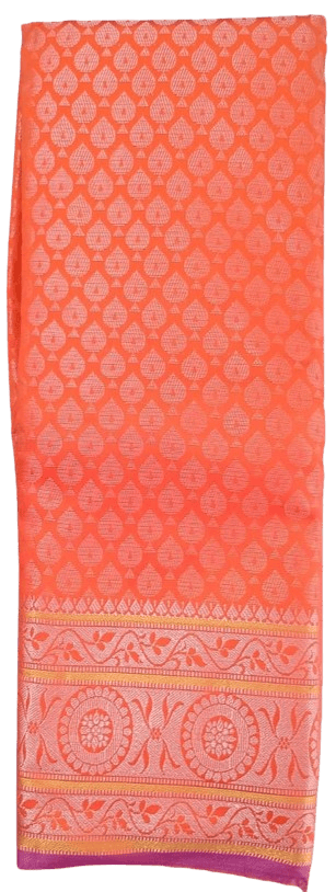Peach Pure Handloom Kanjivaram Silk Saree With Blouse